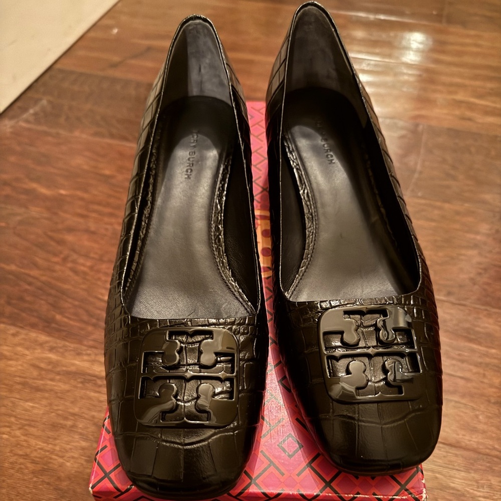 Tory Burch Black Croc-Embossed Women's Shoes